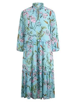 Kleid Rüschen-Stehkragen St. Emile blau