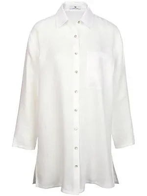 Long-Bluse aus 100% Leinen Peter Hahn weiss