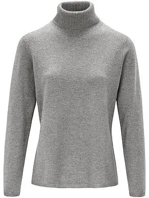 Rollkragen-Pullover aus Schurwolle und Kaschmir Peter Hahn grau