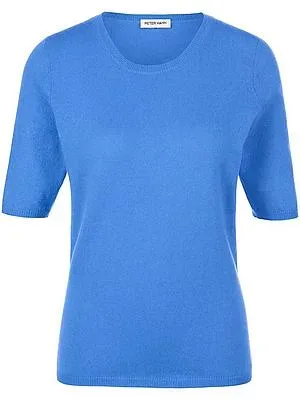 Rundhals-Pullover aus Schurwolle und Kaschmir Peter Hahn blau