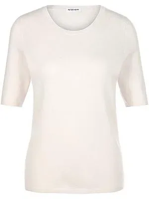 Rundhals-Pullover aus Schurwolle und Kaschmir Peter Hahn weiss