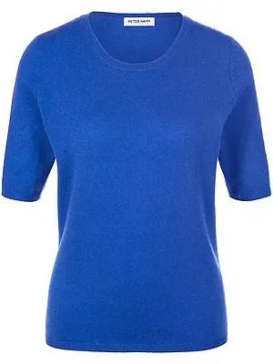 Rundhals-Pullover aus Schurwolle und Kaschmir Peter Hahn blau