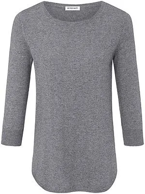 Rundhals-Pullover aus Seide und Kaschmir Peter Hahn grau