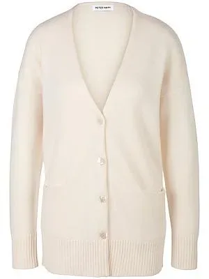 Strickjacke aus Schurwolle und Kaschmir Peter Hahn weiss