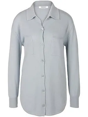 Strickhemd Polo-Kragen Kaschmir Peter Hahn blau