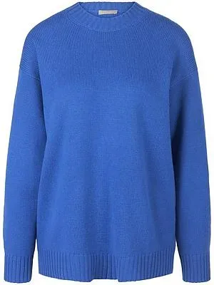Rundhals-Pullover Kaschmir Peter Hahn blau