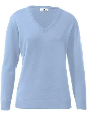 V-Pullover aus 100% Schurwolle Pure Tasmanian Wool Peter Hahn blau