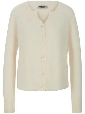 Strickjacke aus 100% Kaschmir Peter Hahn weiss
