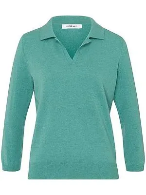 Polo-Pullover Kaschmir Peter Hahn grün