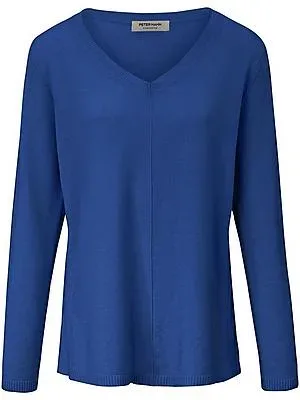 V-Pullover aus 100% Premium-Kaschmir Peter Hahn blau