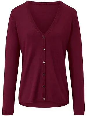 Strickjacke aus Schurwolle und Kaschmir V-Auss Peter Hahn rot