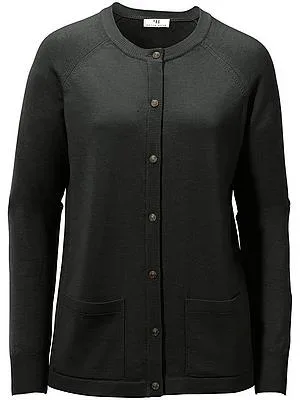 Strickjacke aus 100%Schurwolle Pure Tasmanian Wool Peter Hahn schwarz