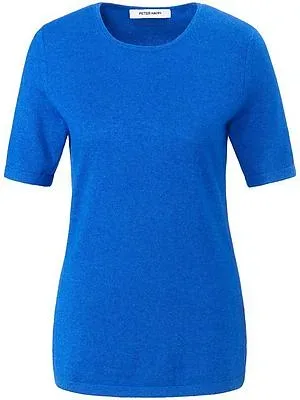 Rundhals-Pullover aus Seide Kaschmir Peter Hahn blau