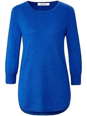 Rundhals-Pullover aus Seide und Kaschmir Peter Hahn blau