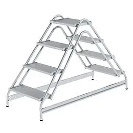 Munk Arbeitspodest beidseitig begehbar Aluminium geriffelt 2x4 Stufen