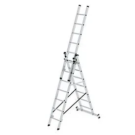 Munk Mehrzweckleiter, 3-teilig, nivello®-Traversen, stabil & langlebig, 3x7 Sprossen