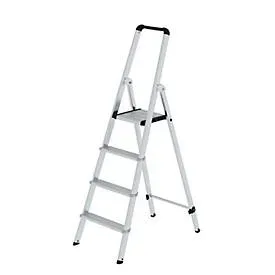 Munk Stufen-Stehleiter, Aluminium, 80 mm Stufen, max. 150 kg, rutschsicher, konische Führung, 235 mm Stufenabstand, 70° Neigung, 4 Stufen