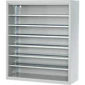 Magazinregal, 830 mm hoch, 6 Böden, ohne Kästen, lichtgrau