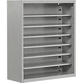 Magazinregal, 830 mm hoch, 6 Böden, ohne Kästen, weissaluminium