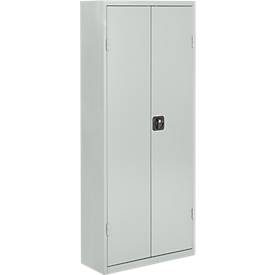 Magazinschrank, 1690 mm hoch, 11 Böden, 60 Kästen, mit Türen, lichtgrau