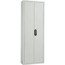 Magazinschrank, 1980 mm hoch, 15 Böden, ohne Kästen, mit Türen, lichtgrau