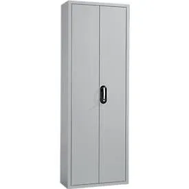 Magazinschrank, 1980 mm hoch, 18 Böden, 114 Kästen, mit Türen, hellsilber