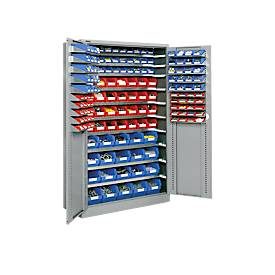 Magazinschrank, mit Ausstattung, B 1200 x T 500 x H 1935 mm, weissaluminium RAL 9006