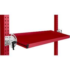 Manuflex Neigbare Ablagekonsole, für Reihe Universal oder Profi, Nutztiefe 345 mm, für Tischbreite 1250 mm, rubinrot