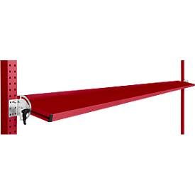 Manuflex Neigbare Ablagekonsole, für Reihe Universal oder Profi, Nutztiefe 345 mm, für Tischbreite 2000 mm, rubinrot