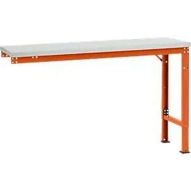 Manuflex Ansatztisch UNIVERSAL Spezial, 1500 x 800 mm, Melamin lichtgrau, rotorange