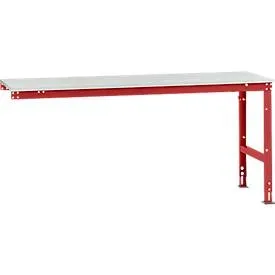 Manuflex Ansatztisch UNIVERSAL Standard, 2000 x 800 mm, Melamin lichtgrau, rubinrot
