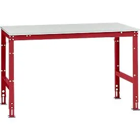Manuflex Arbeitstisch UNIVERSAL Standard, 1500 x 1000 mm, Melamin lichtgrau, rubinrot