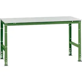 Manuflex Arbeitstisch UNIVERSAL Standard, 1750 x 1000 mm, Kunststoff lichtgrau, resedagrün