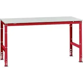 Manuflex Arbeitstisch UNIVERSAL Standard, 1750 x 1000 mm, Melamin lichtgrau, rubinrot