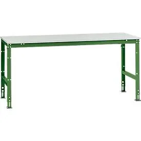 Manuflex Arbeitstisch UNIVERSAL Standard, 2000 x 1000 mm, Kunststoff lichtgrau, resedagrün