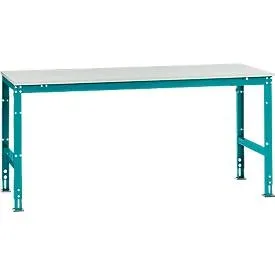 Manuflex Arbeitstisch UNIVERSAL Standard, 2000 x 1000 mm, Melamin lichtgrau, wasserblau