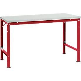 Manuflex Grundtisch UNIVERSAL Spezial, 1500 x 1000 mm, Melamin lichtgrau, rubinrot
