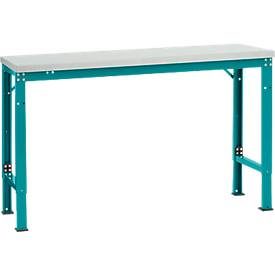 Manuflex Grundtisch UNIVERSAL Spezial, 1500 x 800 mm, Melamin lichtgrau, wasserblau