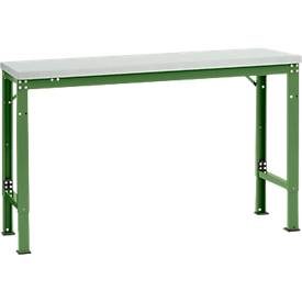 Manuflex Grundtisch UNIVERSAL Spezial, 1500 x 800 mm, Melamin lichtgrau, resedagrün