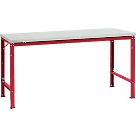 Manuflex Grundtisch UNIVERSAL Spezial, 1750 x 1000 mm, Melamin lichtgrau, rubinrot