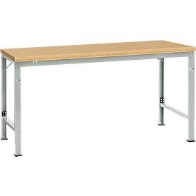 Manuflex Grundtisch UNIVERSAL Spezial, 1750 x 1000 mm, Multiplex natur, lichtgrau
