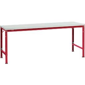 Manuflex Grundtisch UNIVERSAL Spezial, 2000 x 1000 mm, Melamin lichtgrau, rubinrot