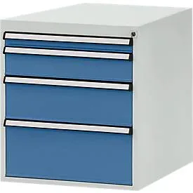 Manuflex Schubladen-Unterbau, für T 800 mm, lichtgrau/brillantblau
