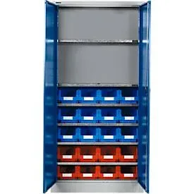 Materialschrank MSI 2409, mit 20 Kästen, weissaluminium/enzianblau