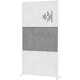 MAUL Stellwandsystem MAULconnecto, 2 x Akustikvlies hell, 1 x Akustikvlies dunkel, Klettverbindung, Standfuss, H 1800 x B 1000 mm, weiss