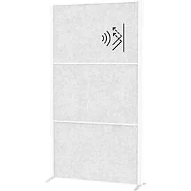 MAUL Stellwandsystem MAULconnecto, 3 x Akustikvlies hellgrau, Klettverbindung, Standfuss, H 1800 x B 1000 mm, weiss