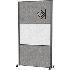 MAUL Stellwandsystem MAULconnecto, Steckmodule, 1x Akustikvlies hell, 2x Akustikvlies dunkel, Klettverbindung, auf Rollen, H 1800 x B 1000 mm, anthrazit