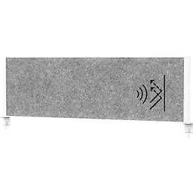 MAUL Tisch-Trennwand MAULconnecto, Akustikvlies 4000 g/m², Aluminiumprofil, B 1600 x H 500 mm, Akustik dunkelgrau, weiss