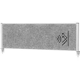 MAUL Tisch-Trennwand MAULconnecto, Akustikvlies 4000 g/m², Aluminiumprofil, B 1600 x H 500 mm, Akustik dunkelgrau, silber