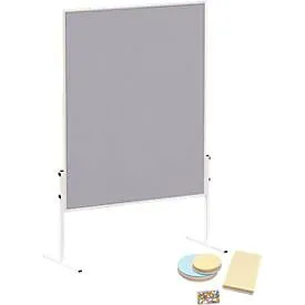 MAULsolid Moderationstafel, Filz, grau, B 1200 x H 1500 mm + Moderationskarten-Set mit 360 Karten und 200 Pin-Nadeln